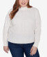 Plus Size Classic Chenille Diamond Stitch Turtleneck Sweater Сиреневый, 2X - фото #8