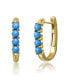 Фото #1 товара Teens Sterling Silver 14k Gold Plated with Nano Turquoise Beads Oblong U-Shaped Latch Back Hoop Earrings