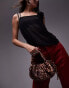 Topshop Giulia grab bag with ruche detail and twist handle in leopard