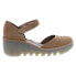 Фото #1 товара Fly London Biso BISO305FLY-004 Womens Brown Leather Strap Wedges Sandals Shoes