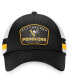 ფოტო #4 პროდუქტის Men's Black, White Pittsburgh Penguins Fundamental Striped Trucker Adjustable Hat
