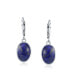 Western Style 3CT Oval Dome Blue Natural Lapis Lazuli Bezel Drop Dangle Lever Back Earrings For Women Sterling Silver