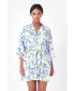 Фото #2 товара Women's Floral Print Belted Collared Dress