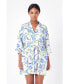 Women's Floral Print Belted Collared Dress