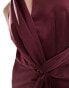 Фото #8 товара Pretty Lavish knot front satin maxi dress in merlot