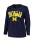 Women's Navy Michigan Wolverines Plus Size Arch Over Logo Scoop Neck Long Sleeve T-shirt
