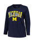 Women's Navy Michigan Wolverines Plus Size Arch Over Logo Scoop Neck Long Sleeve T-shirt Синий, 1X - фото #3