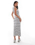 ASOS DESIGN sleeveless midaxi dress with twist detail in mono stripe