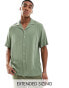 ASOS DESIGN relaxed fit viscose shirt with revere collar in khaki