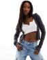 Фото #1 товара Kaiia ribbed cropped zip through hoodie in charcoal