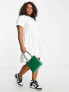 River Island Plus tiered smock mini dress in white