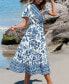 Фото #1 товара Women's Floral Print Surplice Ruffled Midi Beach Dress