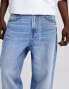 Bershka loose fit jeans in mid washed blue