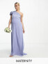 Фото #1 товара TNFC Maternity Bridesmaid ruffle shoulder maxi dress in powder blue