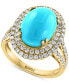 ფოტო #1 პროდუქტის EFFY® Turquoise & Diamond (1 ct. t.w.) Oval Halo Ring in 14k Gold
