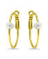 ფოტო #3 პროდუქტის White Cultured Pearl Hoop Earrings