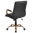 Фото #2 товара Mid-Back Black Leather Executive Swivel Chair With Gold Frame And Arms