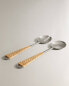 Salad cutlery set with rattan handle (set of 2)