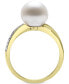 ფოტო #3 პროდუქტის Cultured Freshwater Pearl (8mm) & Diamond (1/10 ct. t.w.) Crisscross Ring in 14k White Gold, Created for Macy's