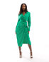 Фото #8 товара AX Paris wrap clasp detail midi dress in bright green