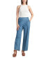 Фото #3 товара Juniors' Cotton Pull-On Wide-Leg Washed Denim Pants