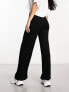 Pieces wide leg ribbed trousers in black