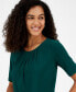 ფოტო #3 პროდუქტის Women's Pleated-Scoop-Neck Short-Sleeve Top