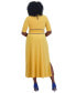 Фото #2 товара Women's Contrast-Trim Short-Sleeve Midi Dress