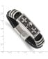 ფოტო #3 პროდუქტის Stainless Steel Enameled Skull Cross Black Leather Bracelet