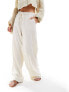 Stradivarius Petite linen look pull on trouser in natural