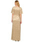 ფოტო #2 პროდუქტის Women's Foil Leaf Flutter-Sleeve Draped Gown