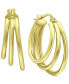 ფოტო #1 პროდუქტის Medium Triple Hoop Earrings in 18k Gold-Plated Sterling Silver, 1.18", Created for Macy's