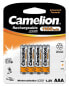 Фото #1 товара Батареи на 4 штуки Camelion NH-AAA1100BP4 NiMH 1.2V 1100mAh Silver
