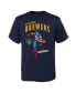 Big Boys and Girls Navy Milwaukee Brewers Team Captain America Marvel T-shirt