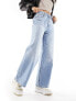 ASOS DESIGN Petite wide leg dad jeans in blue