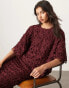 ASOS EDITION floral cutwork oversized tshirt co-ord in burgundy Красный, 44 - фото #1