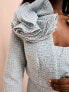 Фото #7 товара ASOS LUXE boucle cropped blazer with corsage details in blue