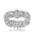 ფოტო #1 პროდუქტის Exquisite Rhodium-Plated Sterling Silver Flower Bracelet with Cubic Zirconia