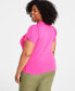 Trendy Plus Size Knot-Detail Puff-Sleeve Top, Created for Macy's