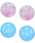 ფოტო #2 პროდუქტის Children's 2-Pc. Set Pink & Blue Opal (4mm) Ball Stud Earrings in Sterling Silver