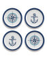 Фото #1 товара Melamine Nautical Anchor Assorted 4-Piece Appetizer Plate Set, 6.8"