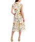 Фото #2 товара Women's Floral Printed Linen-Blend Belted Fit & Flare Midi Dress