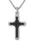 ფოტო #1 პროდუქტის Sterling Silver Black Diamond Cross Pendant Necklace, 24" + 2" extender