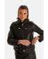 Фото #7 товара Women's Leather Blazer Jacket, Black