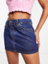 ASOS DESIGN denim pelmet skirt with western pockets in dark blue