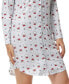 ფოტო #3 პროდუქტის Women's Long Sleeve Notch Collar Sleepshirt Nightgown
