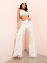 Фото #1 товара ASOS LUXE co-ord butterfly embellished trouser in white & silver