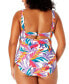 Фото #2 товара Plus Size Printed Shirred One-Piece Swimsuit
