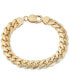 ფოტო #2 პროდუქტის Men's Solid Cuban Link Bracelet in 14k Gold-Plated Sterling Silver