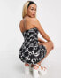 Monki Carrie tube dress in black swirl print